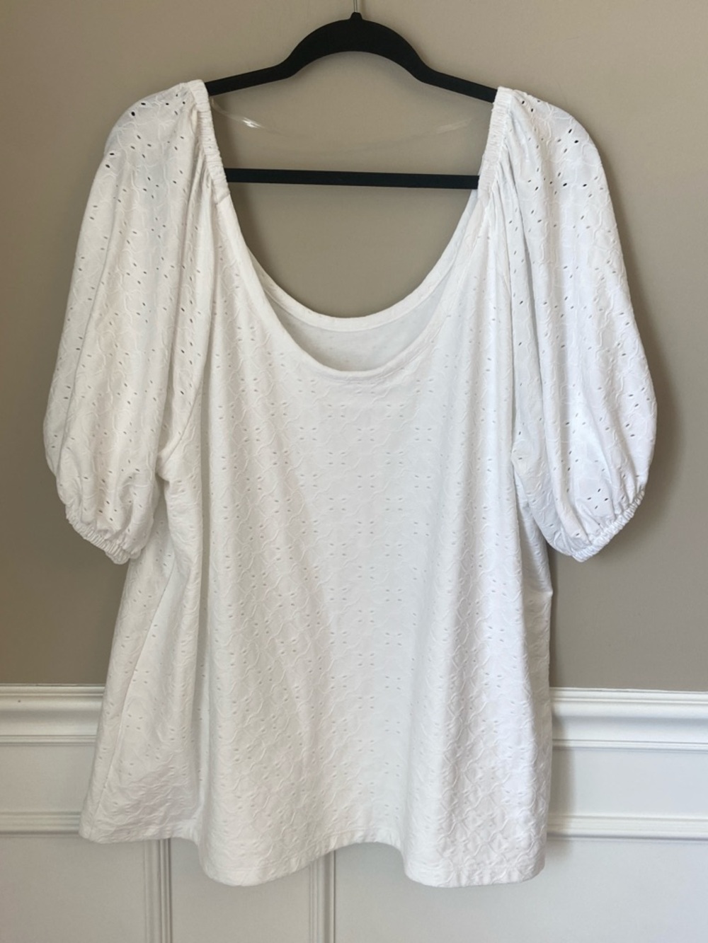 Ava & Viv White Eyelet Puff Sleeve Scoop Neck Summer Top Size 2X NWT - Picture 6 of 10